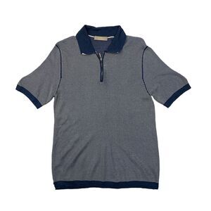 Cruciani Polo Shirt Mens S Small Navy Quarter Zip Collared Travel Work Golf